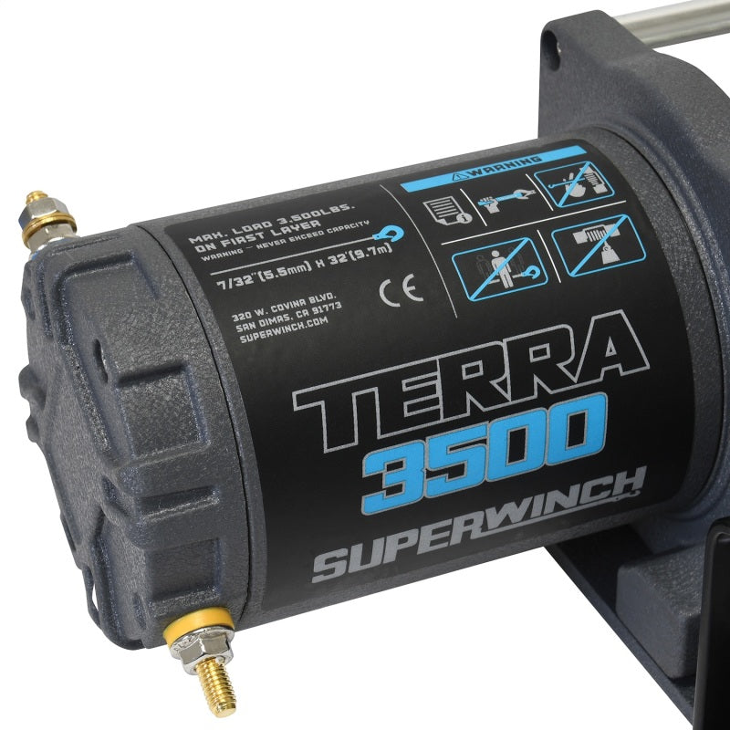 Superwinch 3500 LBS 12V DC 7/32 in x 32 ft Steel Rope Terra 3500 Winch - Gray Wrinkle 1135260 1135260 Photo - Unmounted