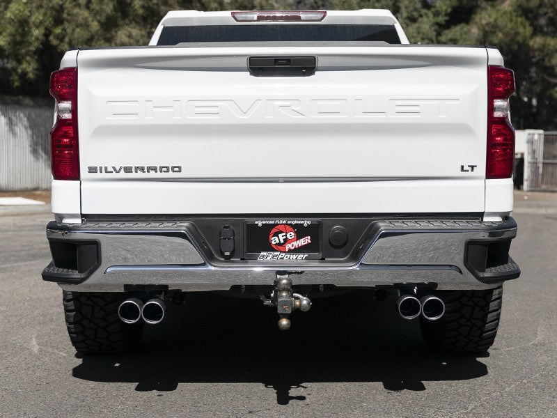aFe Gemini XV 3in 304 SS Cat-Back Exhaust w/ Cutout 19-21 GM Silverado/Sierra 1500 V8- w/ Black Tips 49-34139-B 49-34139-B Photo - Mounted