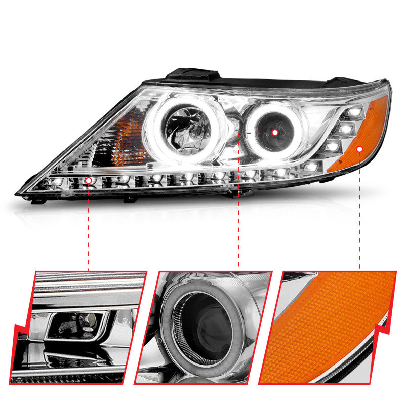 Anzo 2011-2013 Kia Sorento Projector Headlights w/ Halo Chrome (CCFL) 111249 User 3