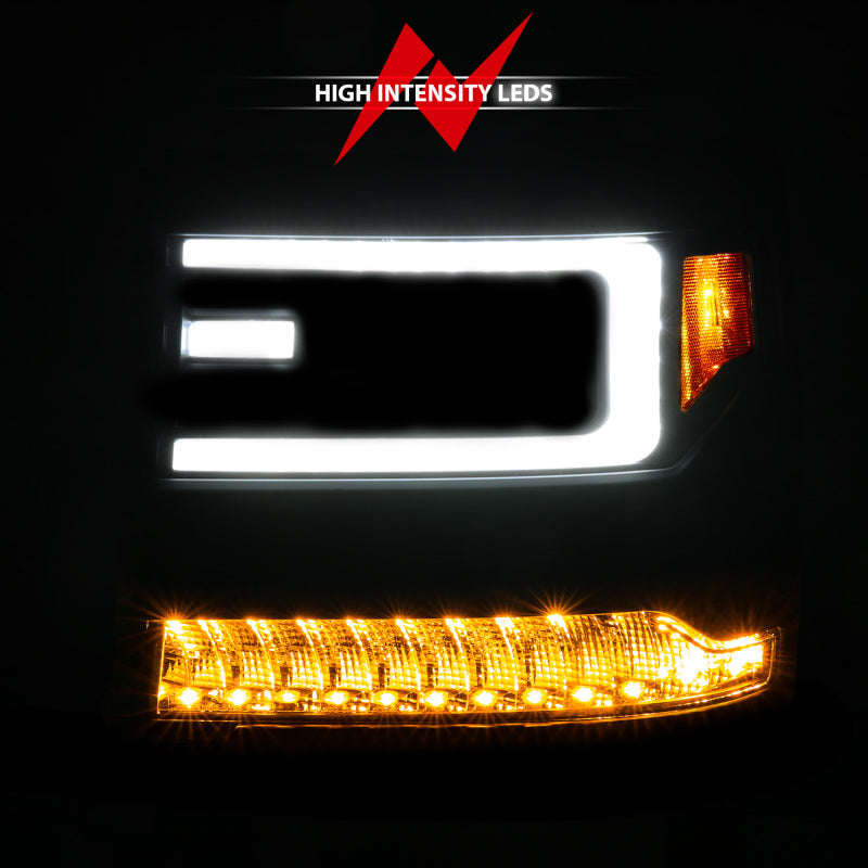 ANZO 16-18 Chevy Silverado1500 (Factory HID Models) LED Proj Light Bar Style Headlights Black - Pair 111624A 111624A User 1