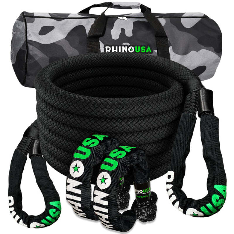 Rhino USA 7/8In X 30Ft Kinetic Rope Recovery Kit W/Soft Shackles (Black) RG-KRKIT78X30-BLK RG-KRKIT78X30-BLK Photo - Primary