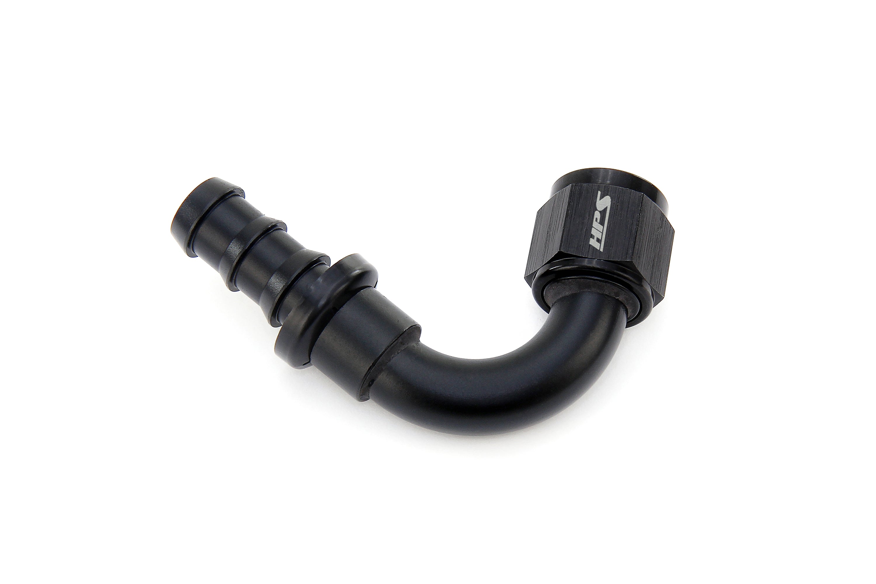 HPS Performance Straight/ 30-180 Degree 4-12 Push-on Hose End to AN Female, Aluminum, Black