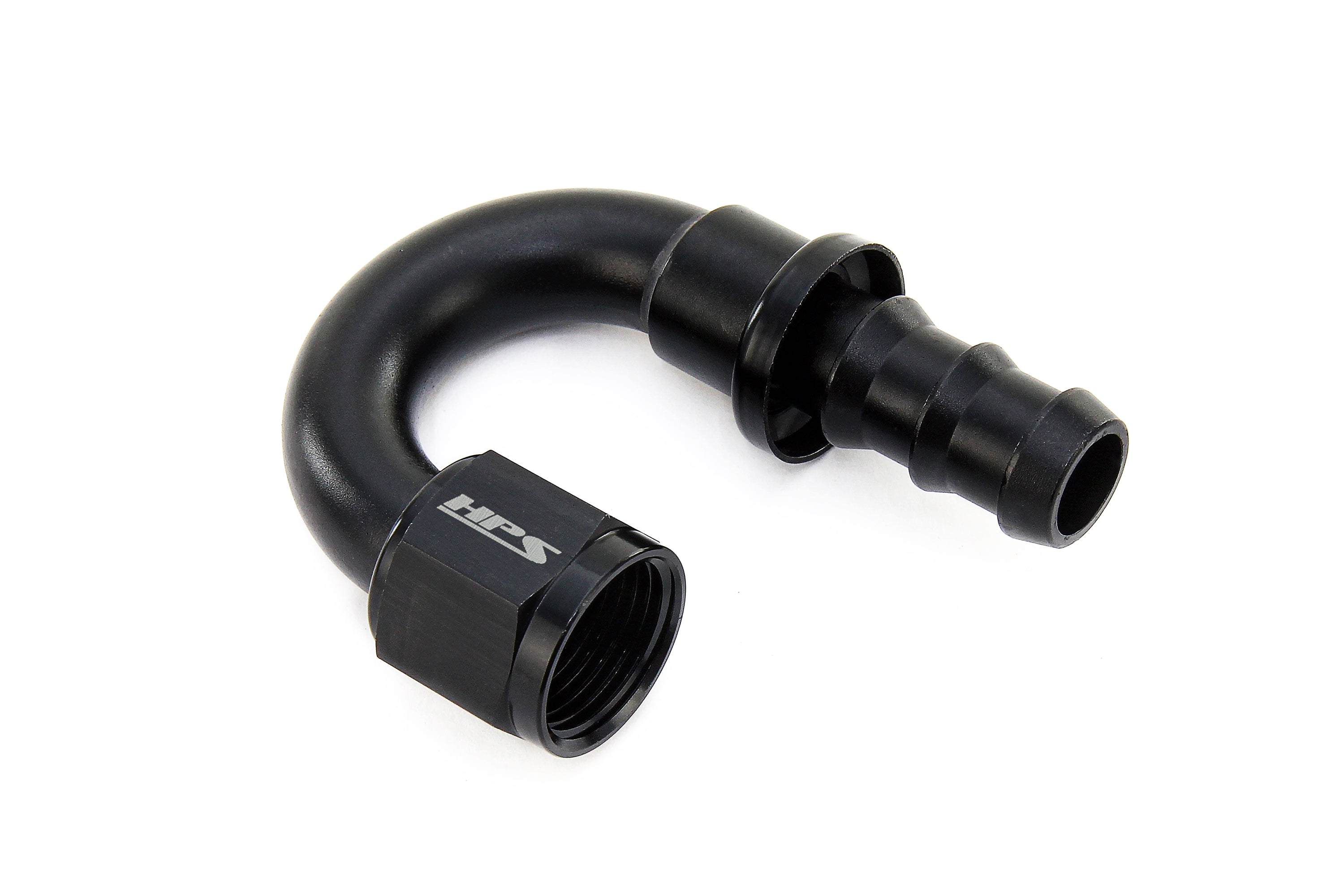 HPS Performance Straight/ 30-180 Degree 4-12 Push-on Hose End to AN Female, Aluminum, Black