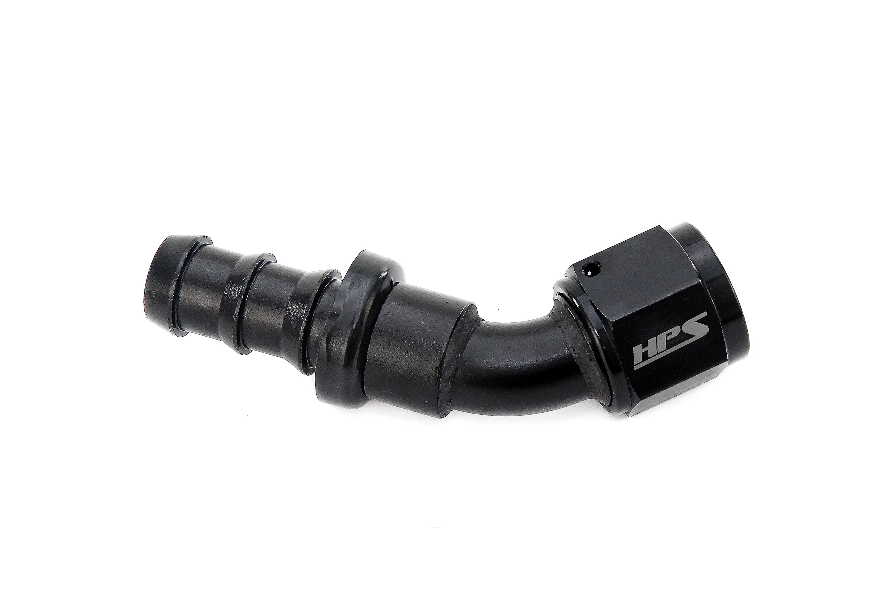 HPS Performance Straight/ 30-180 Degree 4-12 Push-on Hose End to AN Female, Aluminum, Black
