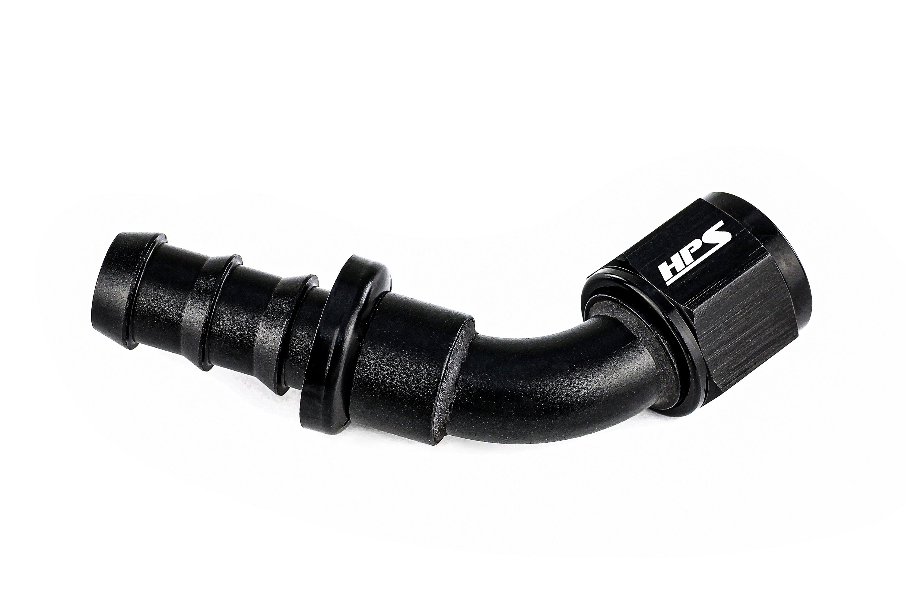 HPS Performance Straight/ 30-180 Degree 4-12 Push-on Hose End to AN Female, Aluminum, Black