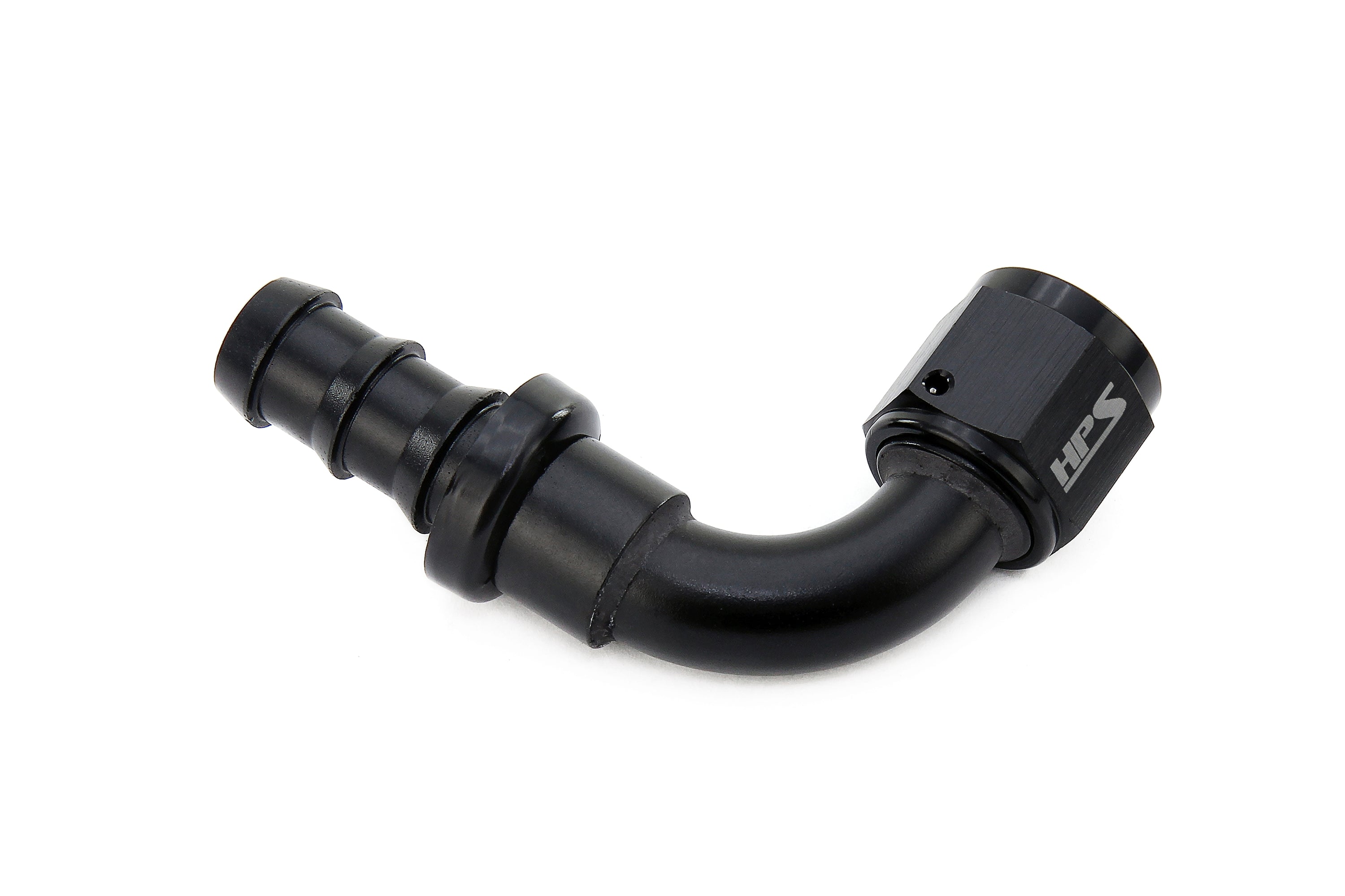 HPS Performance Straight/ 30-180 Degree 4-12 Push-on Hose End to AN Female, Aluminum, Black
