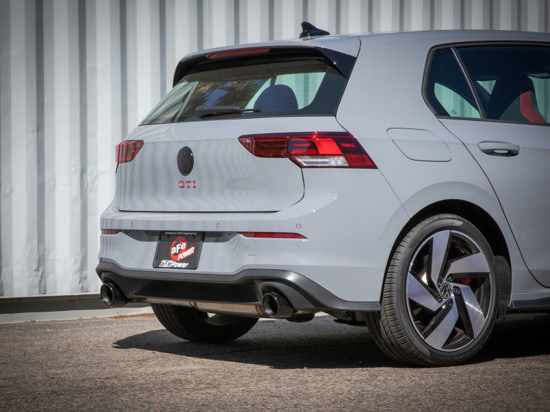aFe Gemini XV 3in to 2 1/2in 304 SS Cat-Back Exhaust 22-23 Volkswagen GTI (MK8) 2.0L w/ Black Tips 49-36451-B 49-36451-B Photo - Mounted