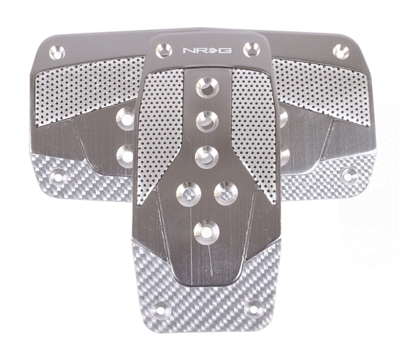 NRG Aluminum Sport Pedals Auto Trans Style Gun Metal w/ Silver Carbon PDL-450GM Photo - Primary