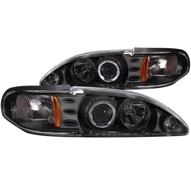 Anzo 1994-1998 Ford Mustang Projector Headlights w/ Halo Black 1pc 121038 Photo - Primary