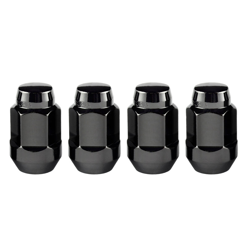 McGard Hex Lug Nut (Cone Seat Bulge Style) M12X1.5 / 3/4 Hex / 1.45in. Length (4-Pack) - Black 64015 64015 Photo - Primary