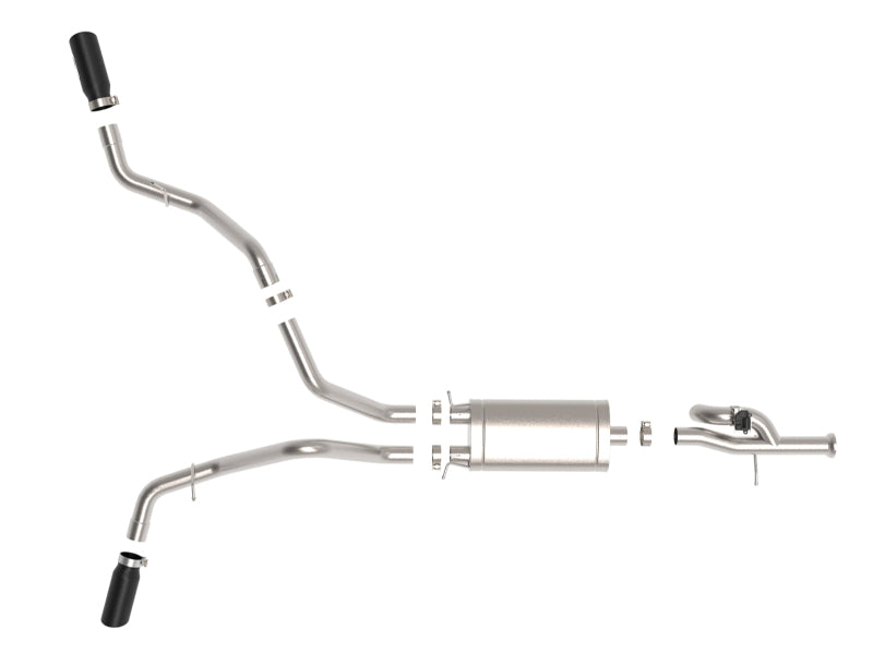 aFe Gemini XV 3in 304 SS Cat-Back Exhaust w/ Cutout 09-18 GM Trucks 4.3L/4.8L/5.3L w/ Black Tips 49-34133-B 49-34133-B Photo - Unmounted