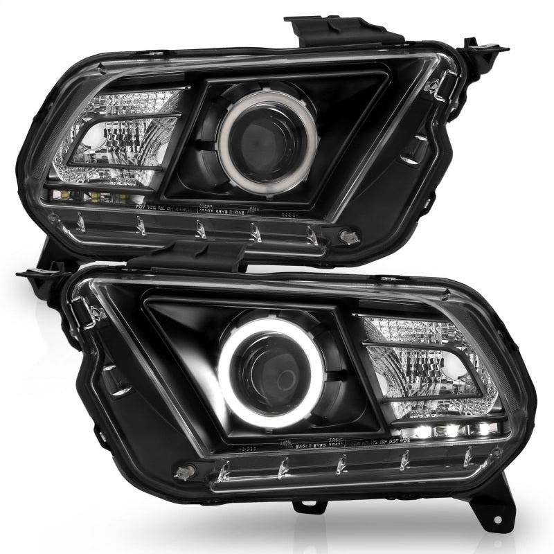 Anzo 2010-2014 Ford Mustang Projector Headlights w/ Halo Black (CCFL) 121323 Photo - Unmounted