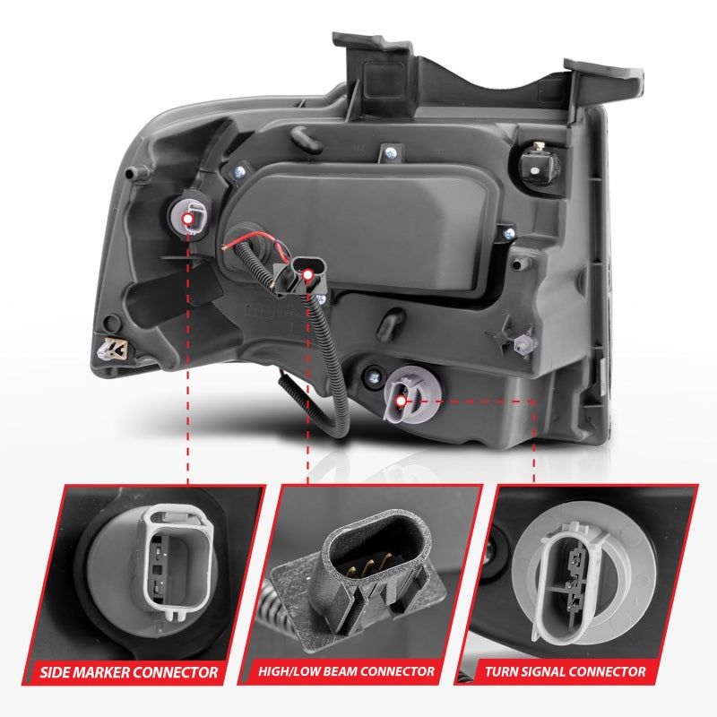 Anzo 2007-2014 Ford Expedition Projector Headlights w/ Halo Black 111113 Photo - Unmounted