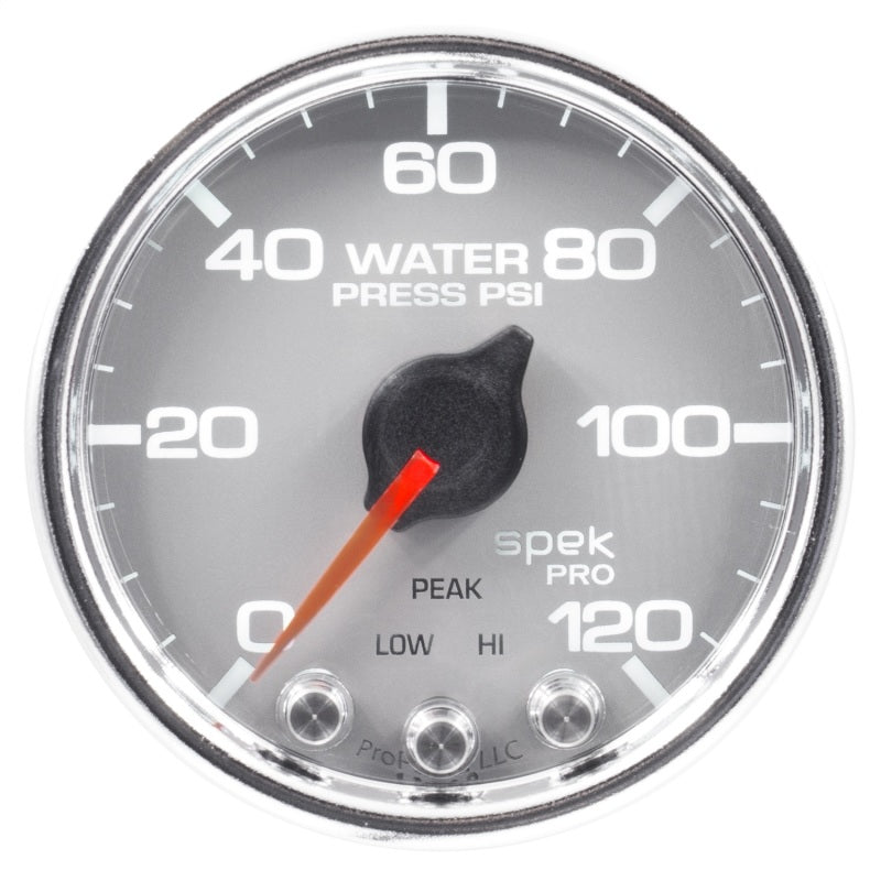 Autometer Spek-Pro Gauge Water Press 2 1/16in 120psi Stepper Motor W/Peak & Warn Slvr/Chrm P34521 P34521 User 1