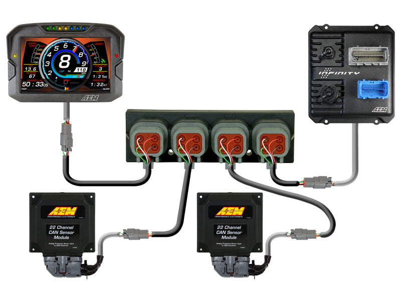 AEM Electronics 4 Port AEMnet CAN Hub 30-2225 Illustration Guide