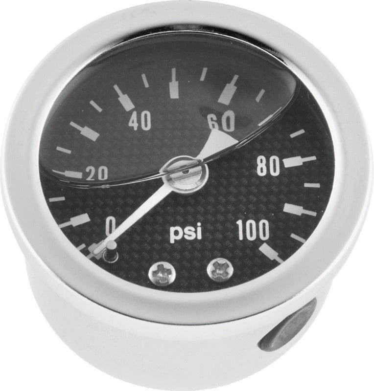 Bikers Choice 0-100 PSI Oil Pressure Gauge Carbon Face Stainless Bezel Liquid Filled Univ Custom 496456 496456 Photo - Primary