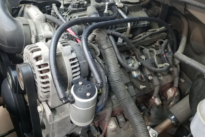 J&L 97-13 Chevy/GM Truck/SUV 4.8L/5.3L/6.0L/6.2L Driver Side Oil Separator 3.0 - Clear Anodized 3084D-C 3084D-C Photo - Mounted