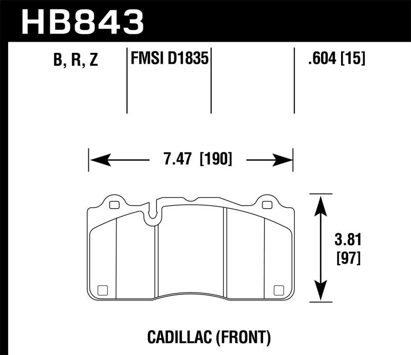 Hawk 2018 Chevrolet Camaro ZL1 HPS 5.0 Front Brake Pads HB843B.604 HB843B.604 Photo - Primary