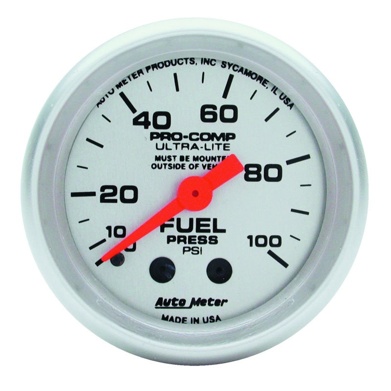 Autometer Ultra-lite Fuel Pressure Mechanical Gauge Universal 4312 Photo - Primary