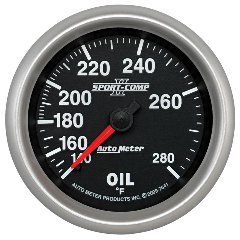 AutoMeter Gauge Oil Temp 2-5/8in. 140-280 Deg. F Mechanical Sport-Comp II 7641 7641 Photo - Primary
