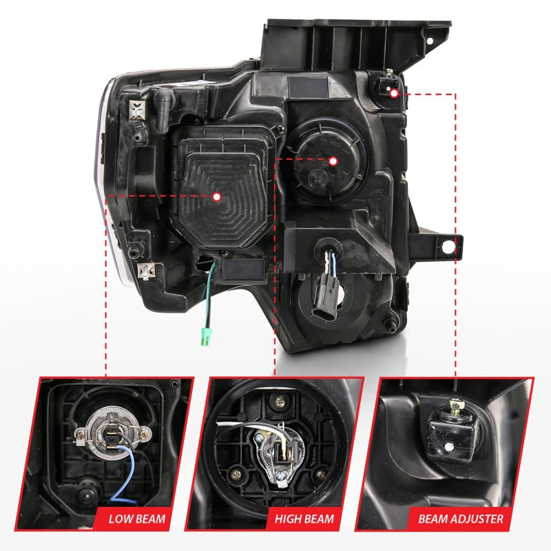 ANZO 2009-2014 Ford F-150 Projector Light Bar H.L Black Amber 111443 111443 Photo - Unmounted