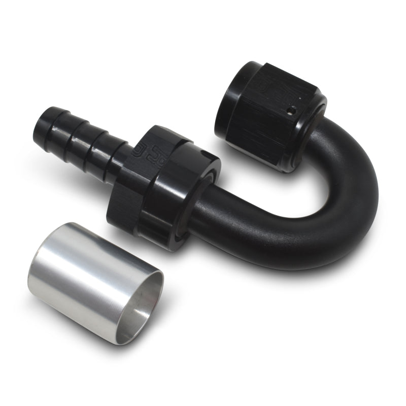 Russell Crimp-On 180° Tight Radius Hose End - Black / Silver 610573 Photo - out of package