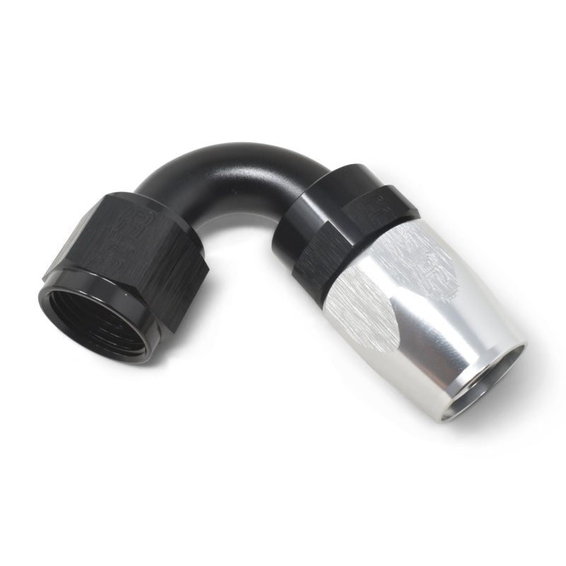 Russell -8 AN Full Flow 120° Tight Radius Hose Ends - Black / Silver 613413 Photo - out of package