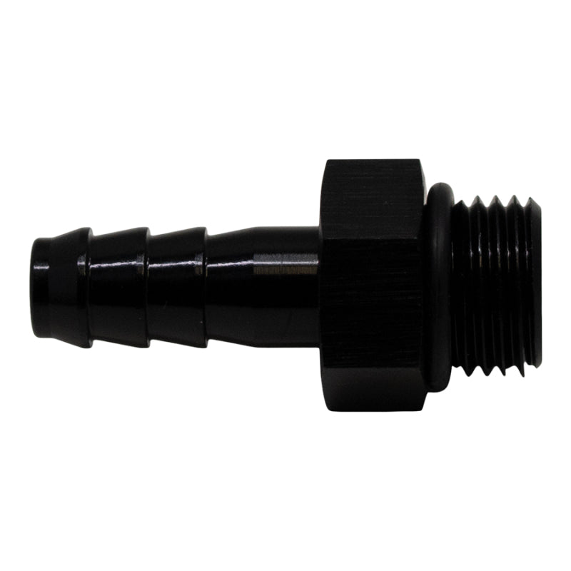 DeatschWerks 6AN ORB Male to 5/16in Male Triple Barb Fitting (Incl O-Ring) - Anodized Matte Black 6-02-0502-B 6-02-0502-B Photo - Primary