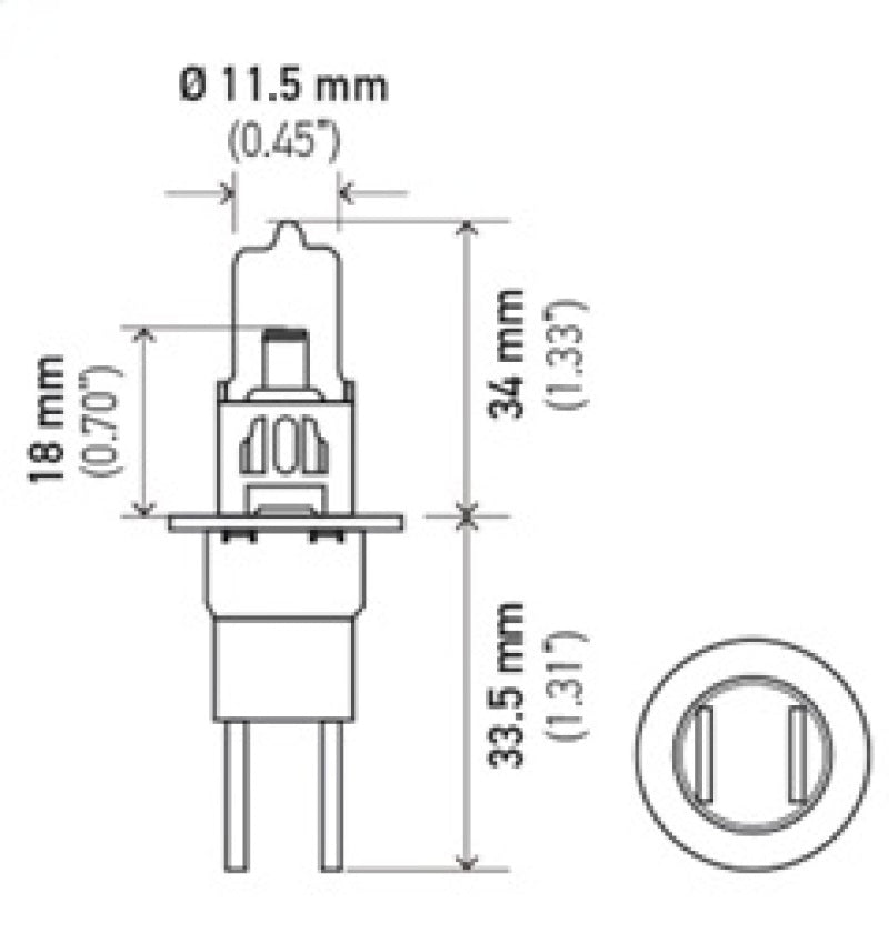 Hella Bulb H3C 12V 55W Xen Wht Xb (2) H71071322 H71071322 Technical Drawing