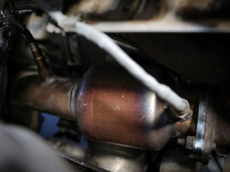 aFe 09-16 Audi A4/A5 (B8) L4-2.0L (t) Twisted Steel 3in. Downpipe - 304 Stainless w/ Cat 48-36410-YC 48-36410-YC Photo - Mounted