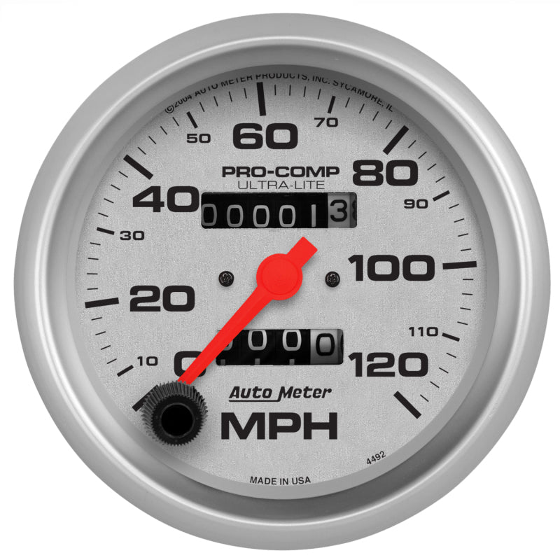 Autometer 3-3/8" Speedometer, 0-120 Mph, Mechanical, Ultra-Lite 4492 Photo - Primary