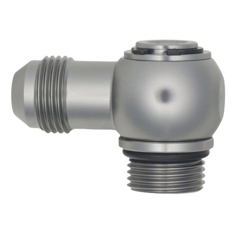 DeatschWerks 8AN ORB Male to 8AN Male Flare Low Profile 90-Degree Swivel - Anodized DW Titanium 6-02-0416 6-02-0416 Photo - Primary