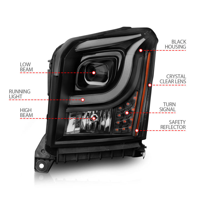 Anzo 15-17 GMC Yukon/Yukon XL Projector Headlights Black Housing/Clear Lens (w/ Light Bars) 111535 111535 User 3