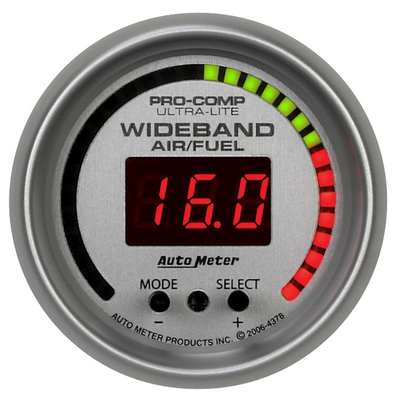 Autometer 2-1/16" Wideband Pro Air/Fuel Ratio, 6:1-20:1 Afr, Ultra-Lite 4378 Photo - Primary