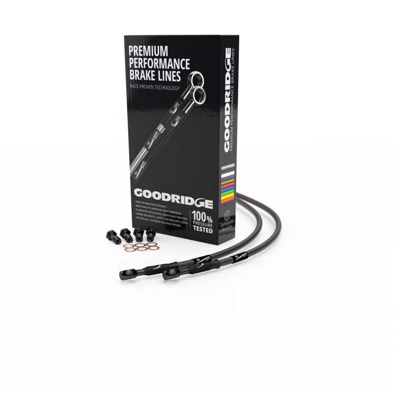 Goodridge 95-97 Kawasaki ZX6R F1-F3 Carbon Rear SS Brake Lines w/Black Fittings KW0607-1RCBK-CB KW0607-1RCBK-CB Photo - Primary