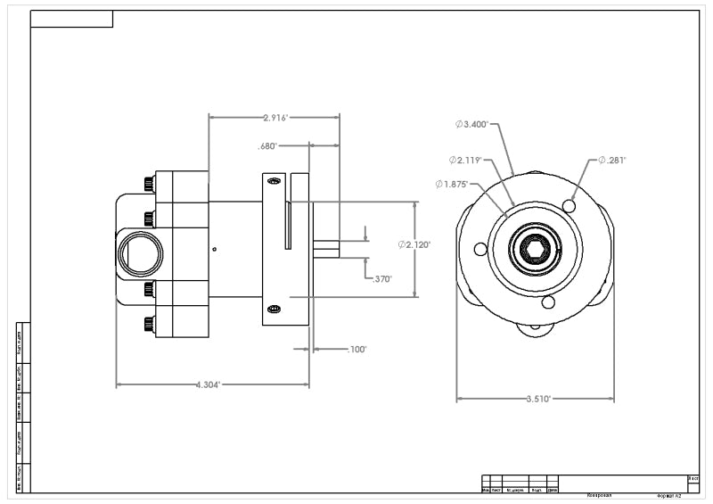 Aeromotive Billet Hex Drive Fuel Pump 11107 Technical Drawing