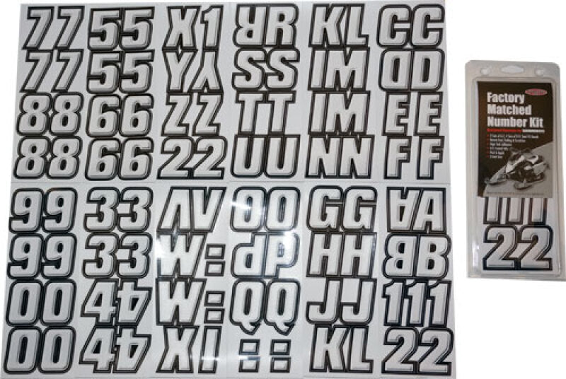 Hardline Snowmobile Lettering Registration Kit 2 in. - 500 Silver/Black SIBLK500 SIBLK500 Photo - Primary