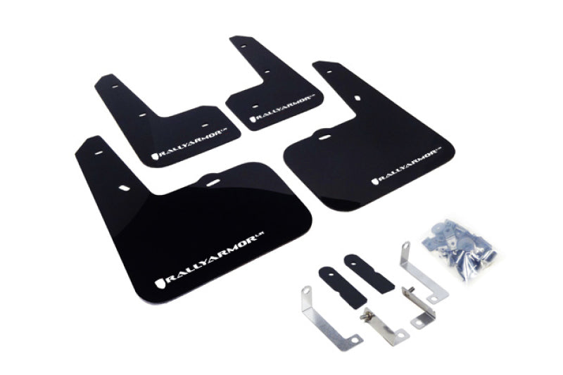 Rally Armor 12-13 Hyundai Veloster UR Black Mud Flap w/ White Logo MF24-UR-BLK/WH Photo - Primary