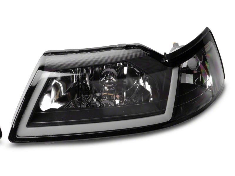 Raxiom 99-04 Ford Mustang Axial Series Headlights w/ LED Bar- Blk Housing (Clear Lens) 422712 422712 Photo - Close Up
