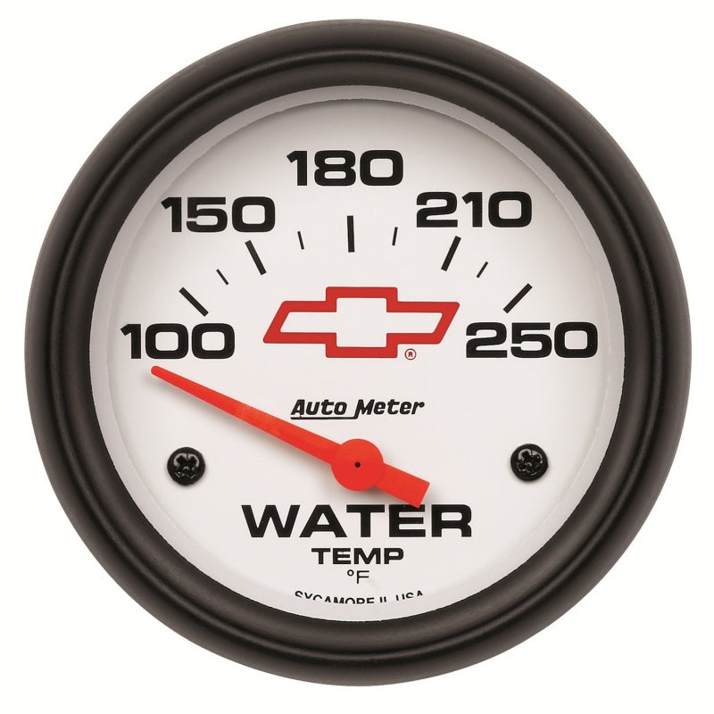 AutoMeter Gauge Water Temp 2-5/8in. 100-250 Deg. F Electric Chevy Red Bowtie White 5837-00406 5837-00406 Photo - Primary