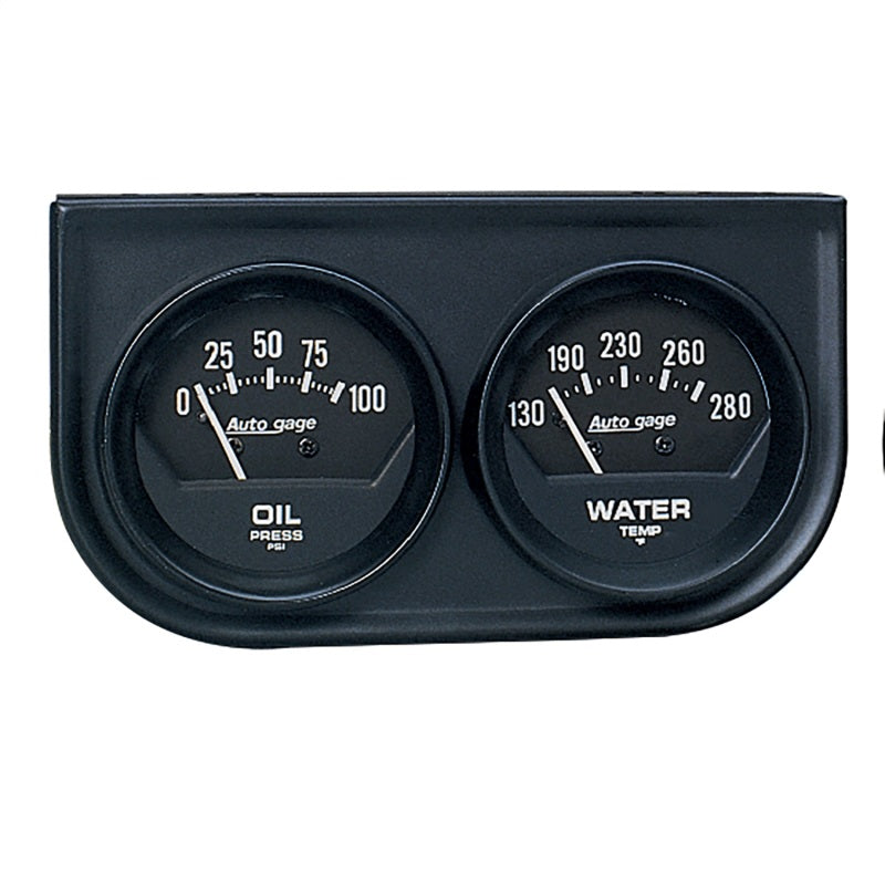 Autometer Gauge Console, Oilp/Wtmp, 2-1/16", 100 Psi/280 °F, Blk Dial, Blk Bzl 2345 Photo - Primary