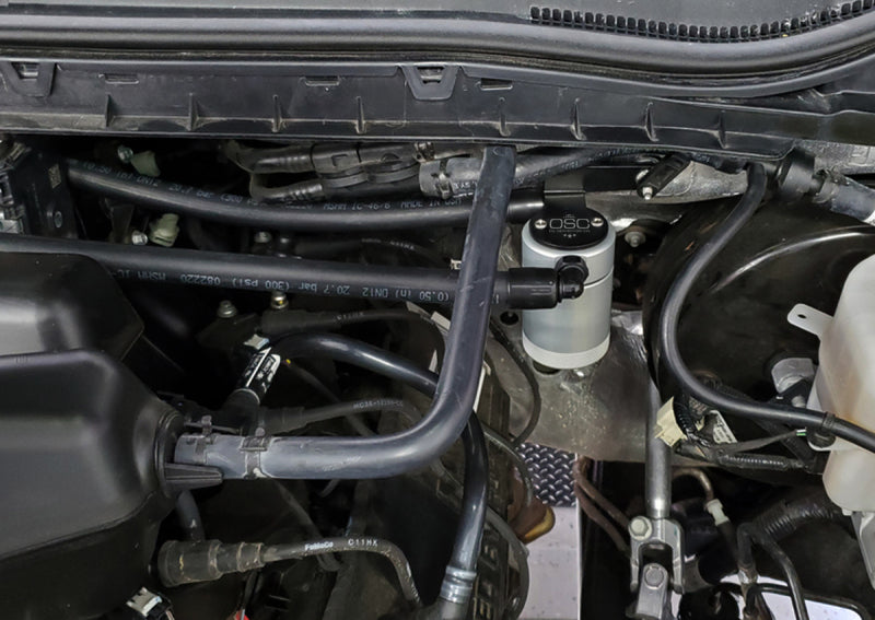 J&L J&L 17-22 Ford F-250 6.2L/7.3L Passenger Side Oil Separator 3.0 - Clear Anodized 3042P-C 3042P-C Photo - Mounted