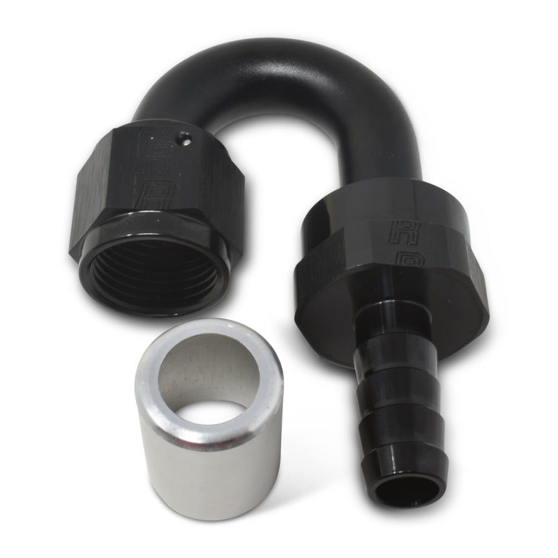 Russell Crimp-On 180° Tight Radius Hose End - Black / Silver 610513 Photo - out of package