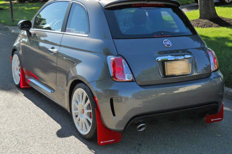 Rally Armor 12+ Fiat 500 (Pop/Sport/Lounge/Abarth) Red Mud Flap w/ White Logo MF25-UR-RD/WH User 1