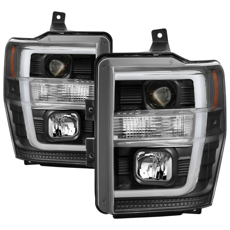 Spyder 08-10 Ford F-250 SD Projector Headlights V2-Switch Back Light Bar-Black PRO-YD-FS08V2-SBLB-BK 5086228 5086228 Photo - Primary