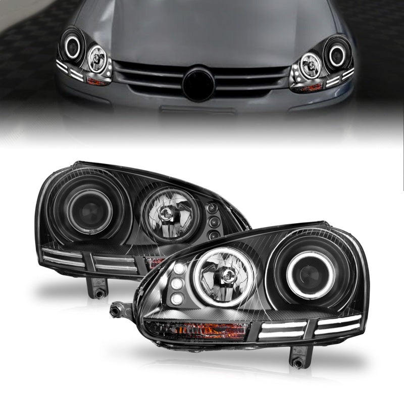 Anzo 2006-2009 Volkswagen Rabbit Projector Headlights w/ Halo Black (CCFL) 121345 Photo - Primary