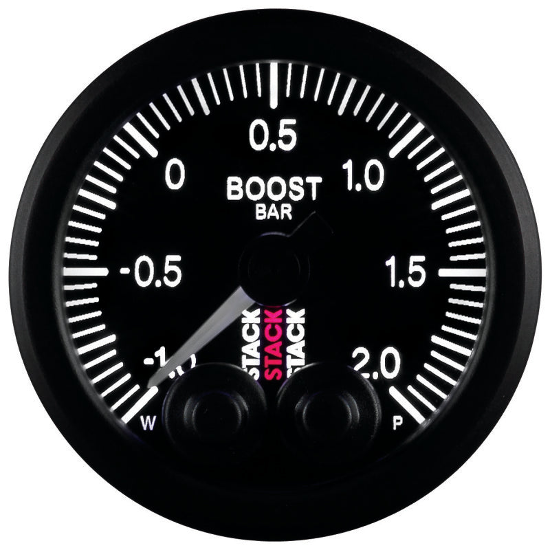 Autometer Stack 52mm -1 to +2 Bar (Incl T-Fitting) Pro-Control Boost Pressure Gauge - Black ST3511 ST3511 Photo - Primary