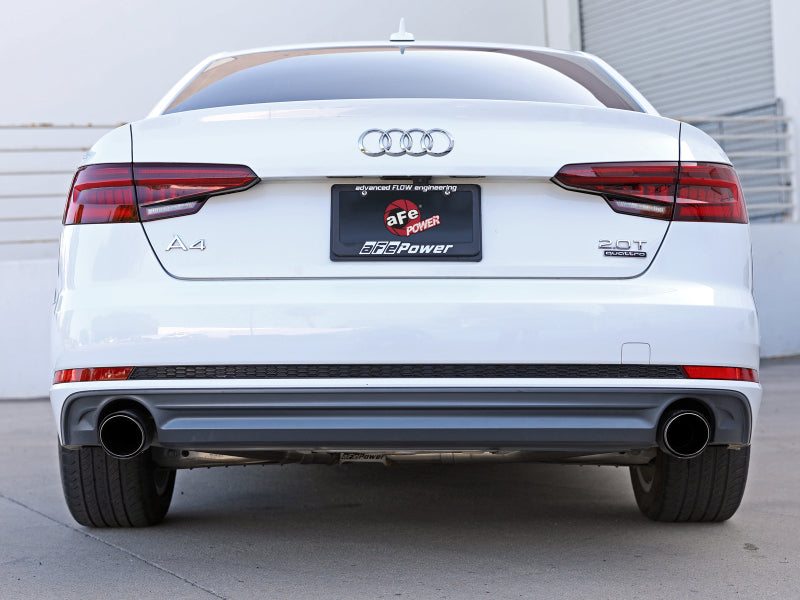 aFe 17-19 Audi A4 (B9) MACH Force-Xp 3in to 2.5in 304 SS Cat-Back Exhaust System-Dual Carbon Tips 49-36420-C 49-36420-C Photo - Mounted