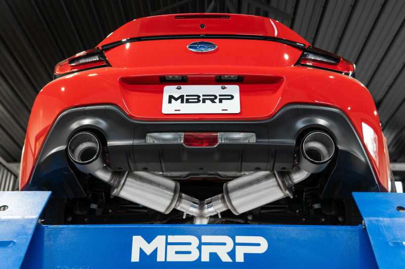 MBRP 13-22 Subaru BRZ 2.0L/ 2.4L 3in Dual Split Rear Cat Back w/CF Tips- T304 S48043CF S48043CF Photo - Mounted