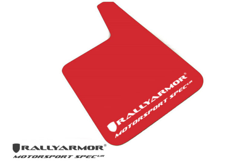 Rally Armor Universal fitment (no hardware) Motorsport Spec Red Mud Flap w/ White Logo MF20-MSUR-RD/WH MF20-MSUR-RD/WH Photo - Primary